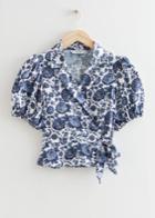 Other Stories Printed Wrap Top - Blue