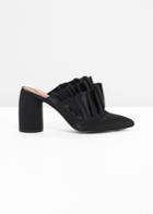 Other Stories Satin Frill Mule Pumps - Black