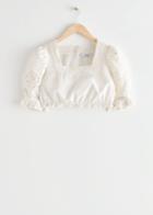 Other Stories Embroidered Crop Top - White