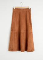Other Stories Pleated Suede Midi Skirt - Yellow
