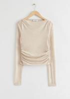 Other Stories Fitted Wool Shirred Top - Beige