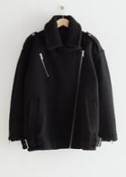 Other Stories Wool Moto Jacket - Black