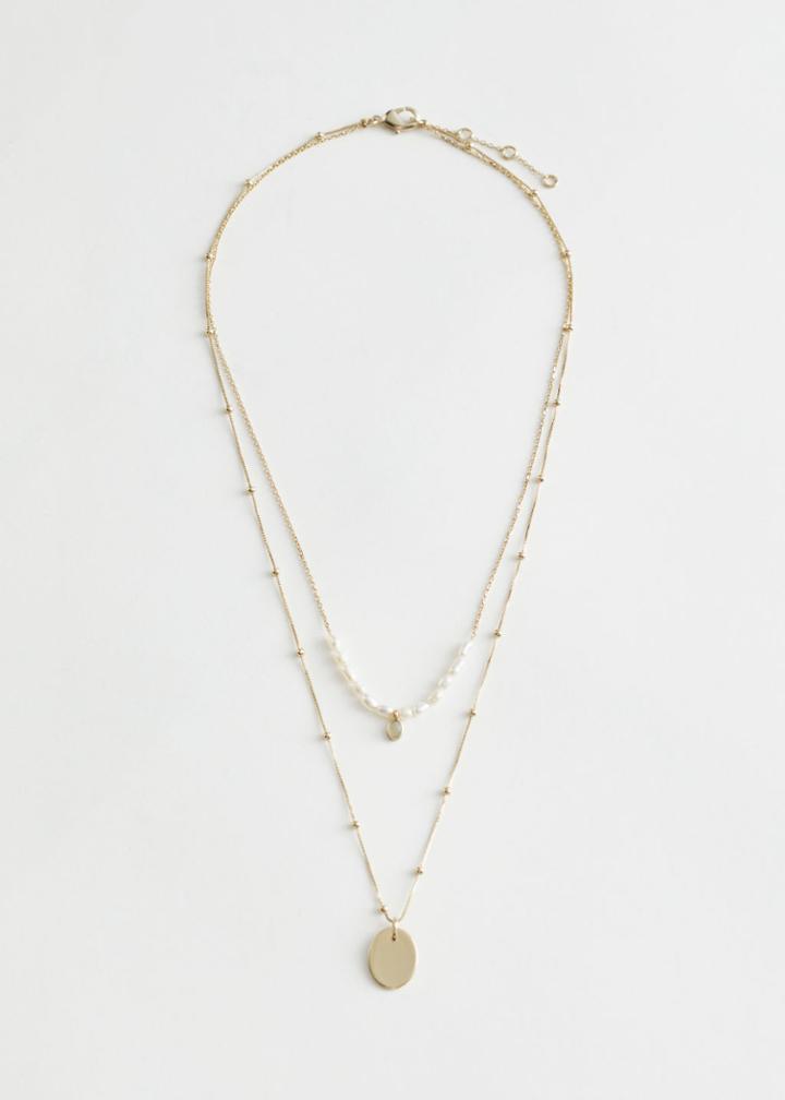 Other Stories Duo Chain Pearl Pendant Necklace - White