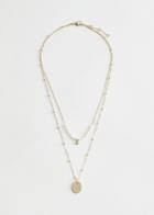 Other Stories Duo Chain Pearl Pendant Necklace - White