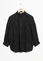 Other Stories Striped Jacquard Lounge Shirt - Black