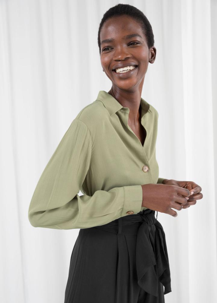 Other Stories Relaxed Fit Button Up - Green