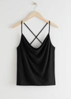 Other Stories Criss Cross Spaghetti Strap Top - Black