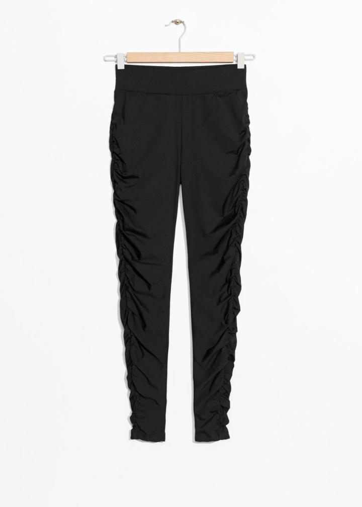 Other Stories Shirred Leggings - Black