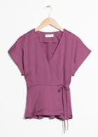 Other Stories Satin Wrap Tie Blouse - Pink