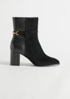 Other Stories Buckled Suede Leather Heeled Boots - Black