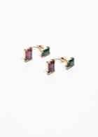 Other Stories Jeweled Front Back Stud Earrings - Green