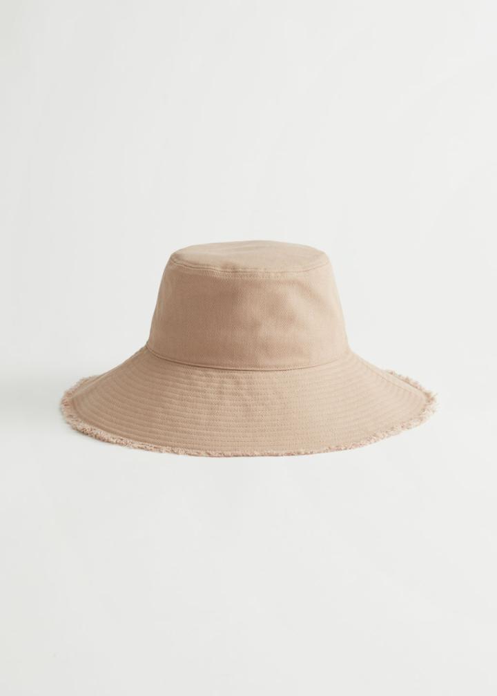 Other Stories Raw Edge Cotton Bucket Hat - Beige