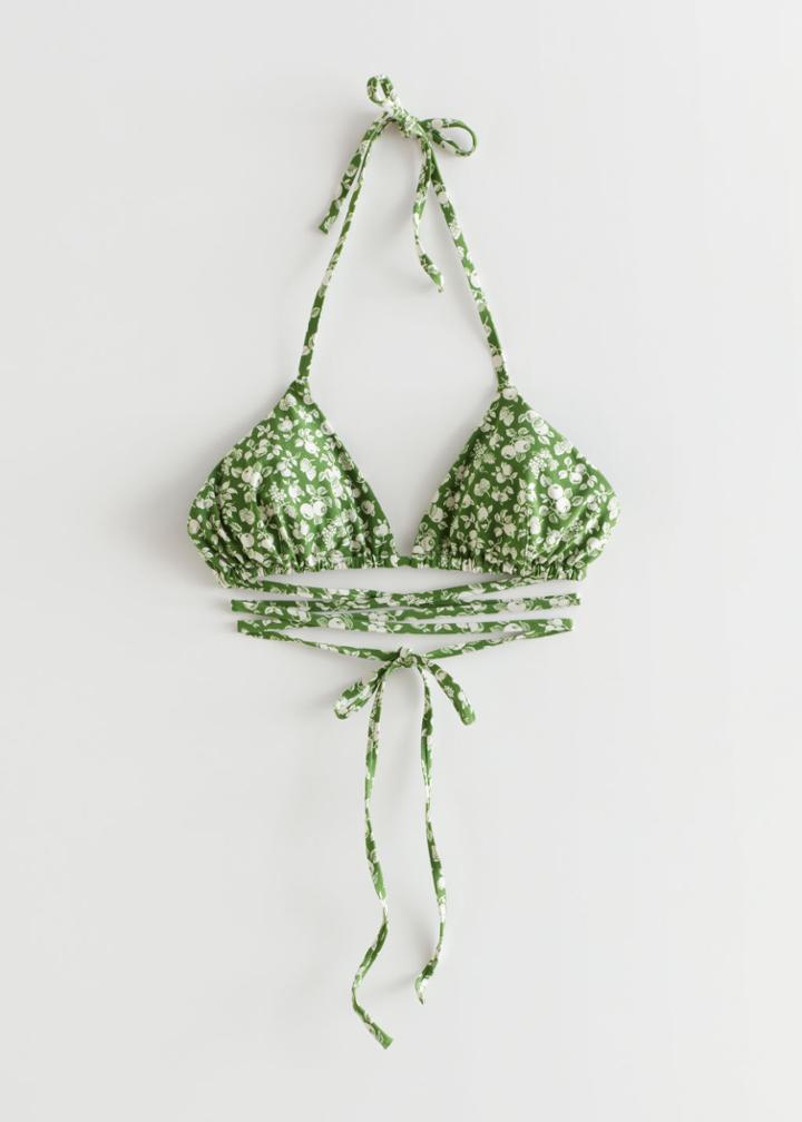 Other Stories Criss-cross Triangle Bikini Top - Green