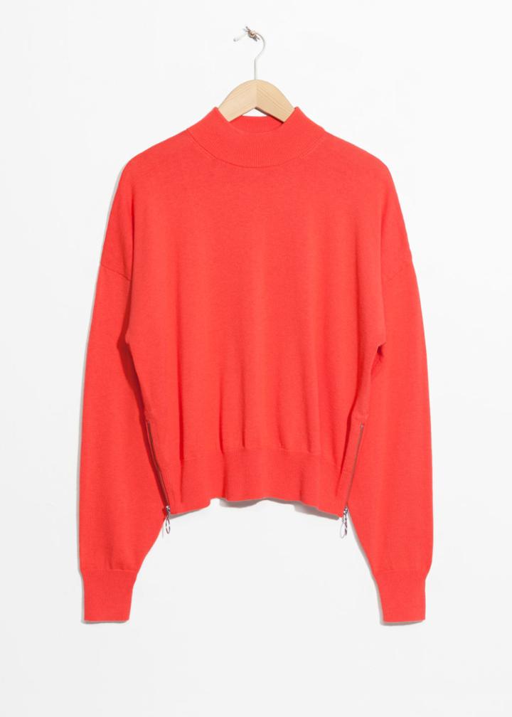Other Stories Zip Hip Sweater - Red