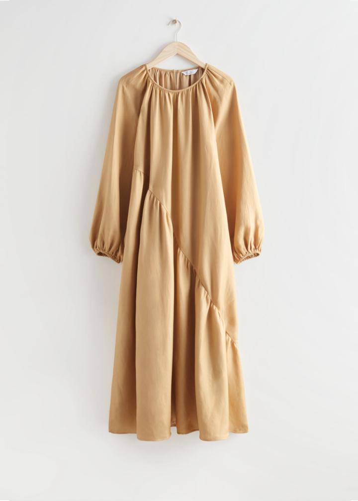 Other Stories Voluminous Asymmetric Midi Dress - Yellow