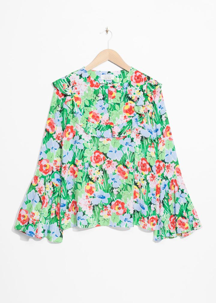 Other Stories Wide Sleeve Frilled Blouse - Black