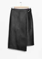Other Stories Asymmetric Belted Leather Skirt - Black