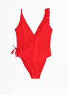 Other Stories Ruffle Wrap Swimsuit - Red