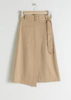 Other Stories Belted Asymmetric Midi Skirt - Beige