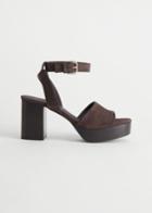 Other Stories Heeled Peep Toe Suede Sandals - Brown