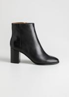 Other Stories O-ring Zipper Leather Ankle Boots - Black