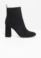 Other Stories Sculpted Heel Suede Boots - Black
