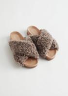 Other Stories Criss Cross Shearling Slippers - Beige