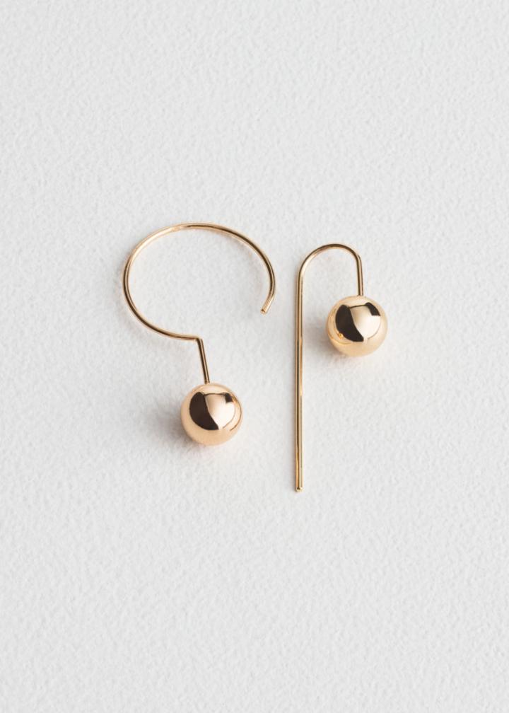 Other Stories Asymmetric Pearl Earrings - Gold