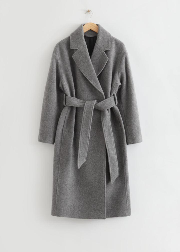 Other Stories Voluminous Belted Wool Coat - Grey