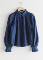 Other Stories Puff Sleeve Denim Blouse - Blue