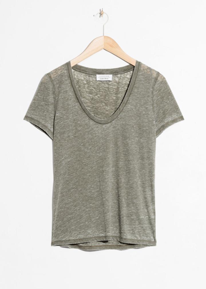 Other Stories Scoop Neck Washed Tee - Green