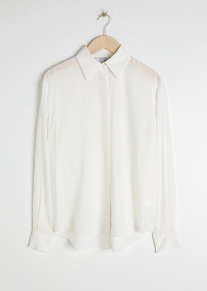 Other Stories Pointed Collar Silk Shirt - White