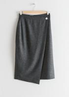 Other Stories Wool Blend Herringbone Skirt - Black