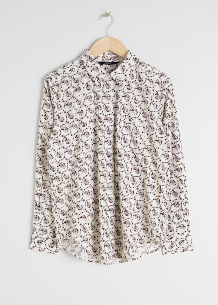 Other Stories Cotton Floral Shirt - White