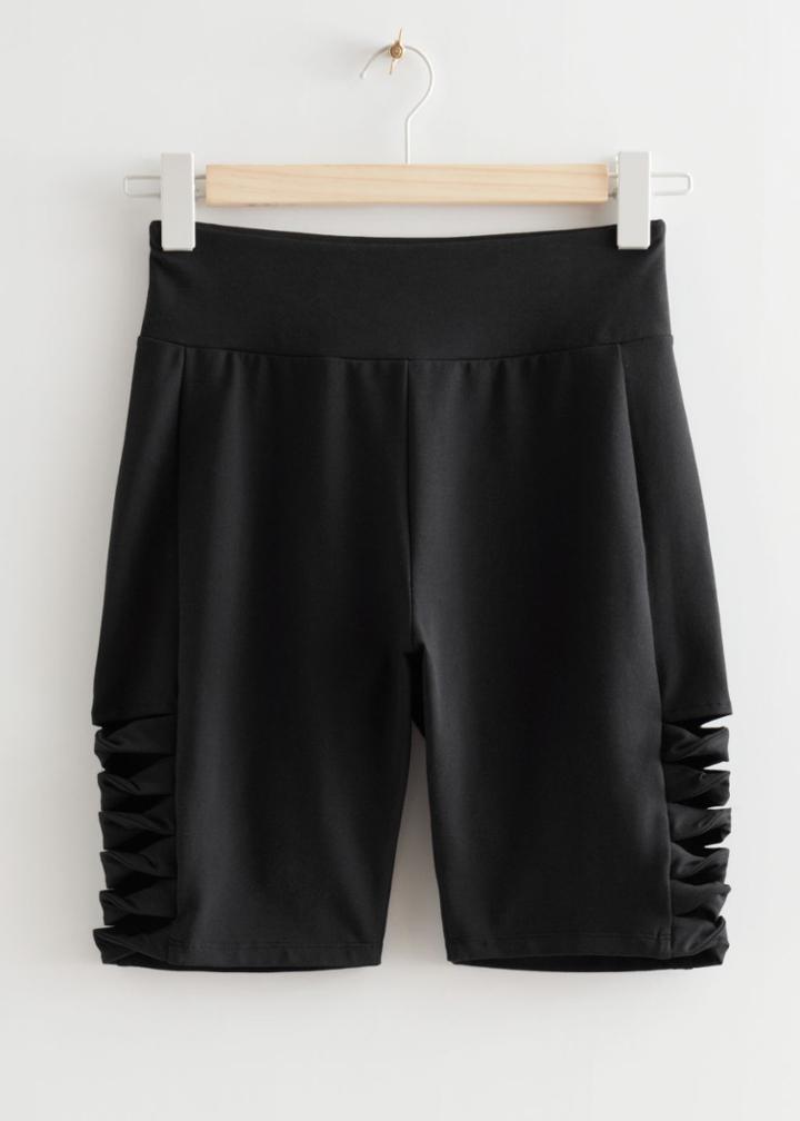 Other Stories Cut-out Biker Shorts - Black