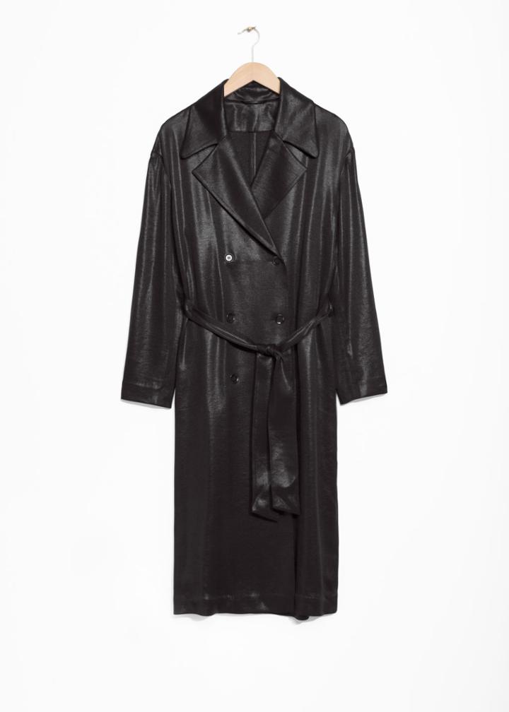 Other Stories Shiny Trenchcoat - Black
