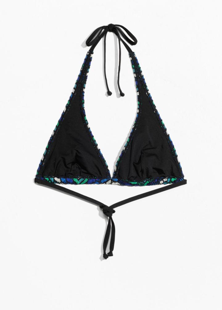 Other Stories Crochet Halter Bikini - Blue