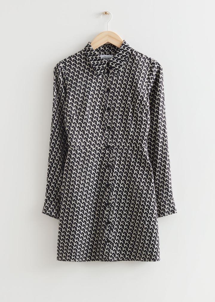Other Stories Printed Shirt Mini Dress - Black