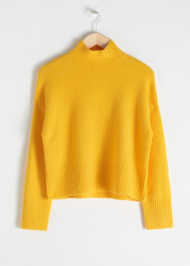 Other Stories Cropped Mock Neck Sweater - Yellow