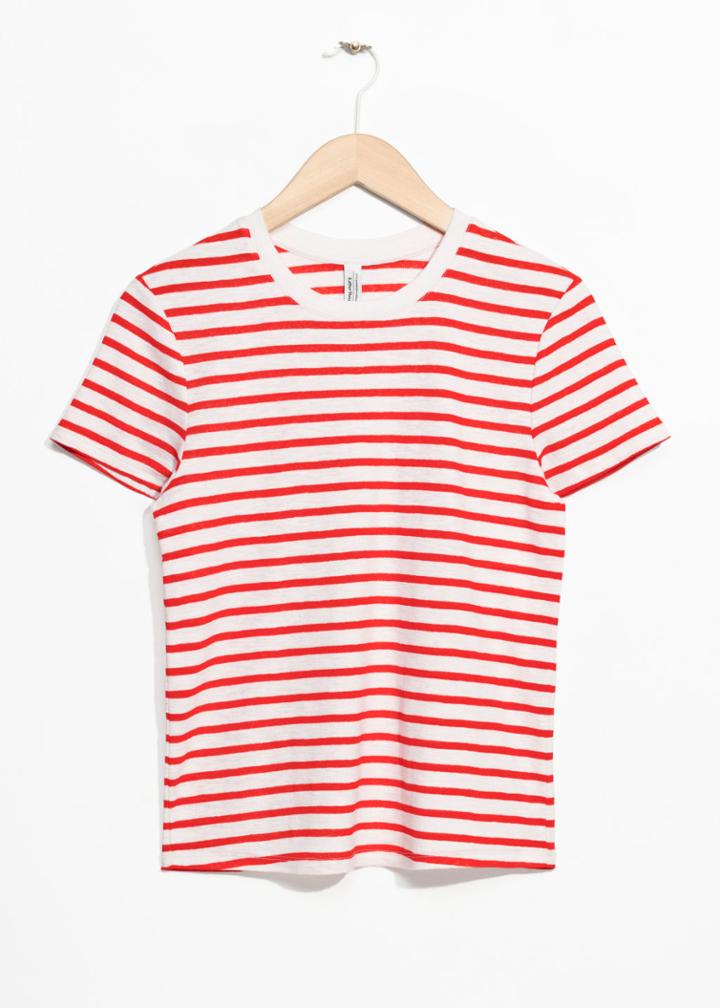 Other Stories Stripe Cotton Tee - Red