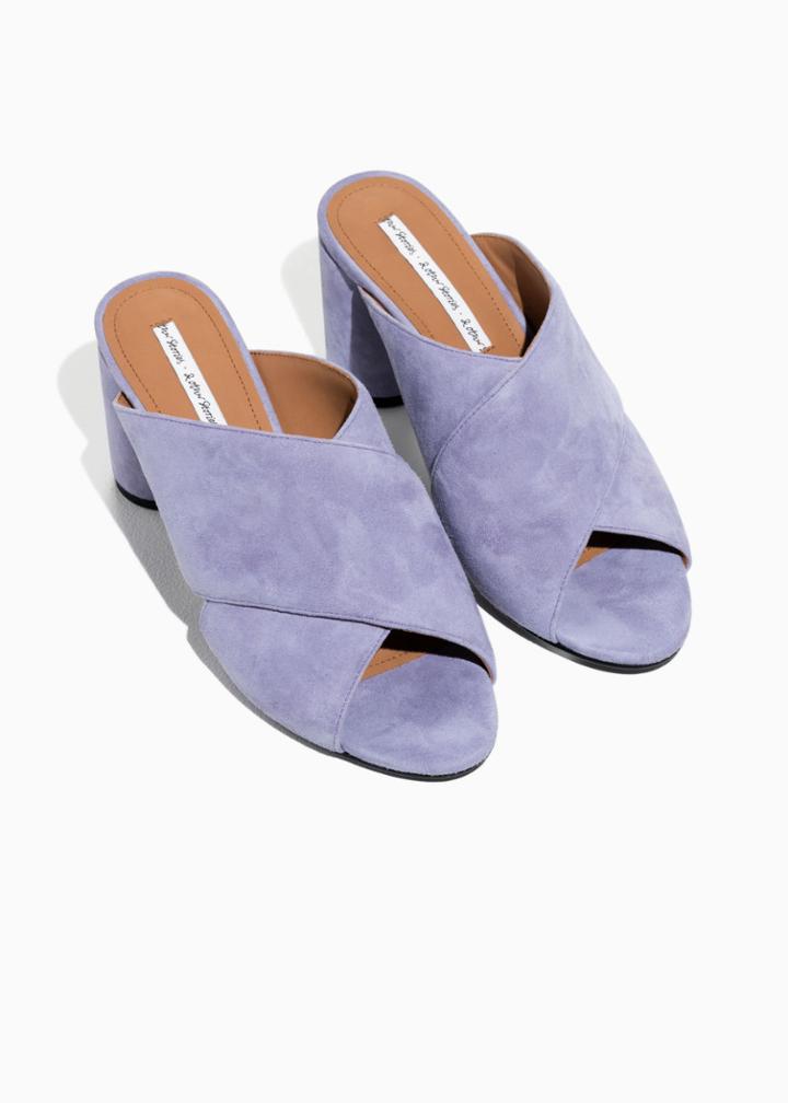 Other Stories Suede Cross Strap Mules - Purple