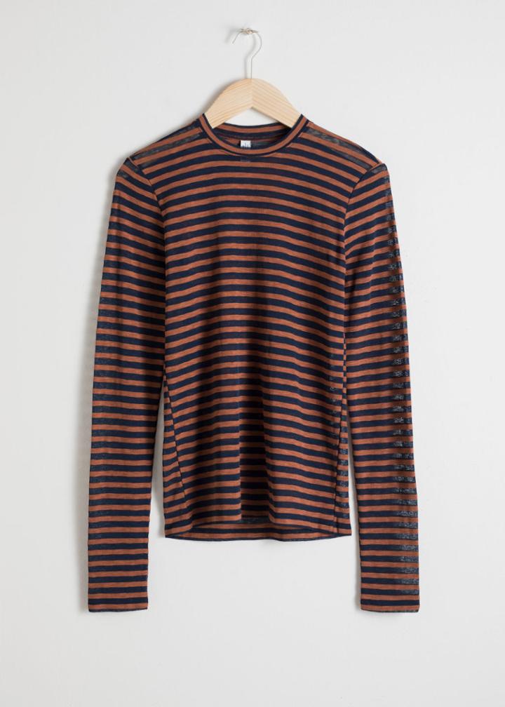 Other Stories Sheer Striped Top - Blue