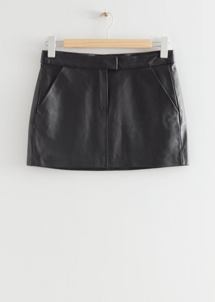 Other Stories Fitted Leather Mini Skirt - Black