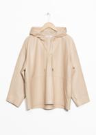 Other Stories Leather Hoodie - Beige