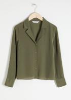 Other Stories V-cut Silk Button Up Blouse - Green