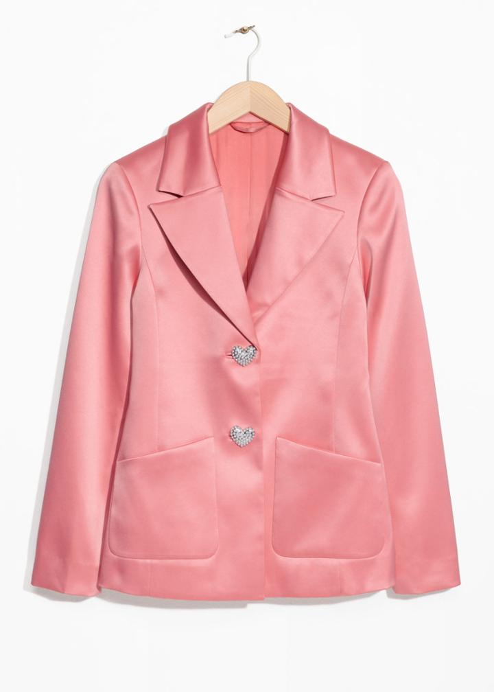 Other Stories Heart Button Blazer - Pink