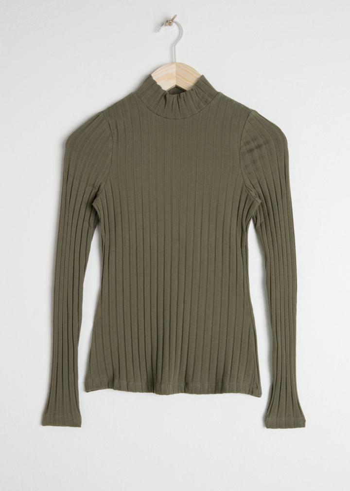 Other Stories Fitted Stretch Cotton Turtleneck - Green