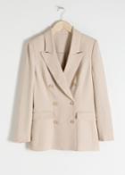 Other Stories Long Double Breasted Blazer - Beige