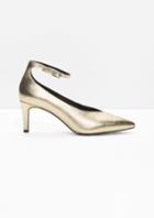Other Stories Gold Ankle Strap Pumps