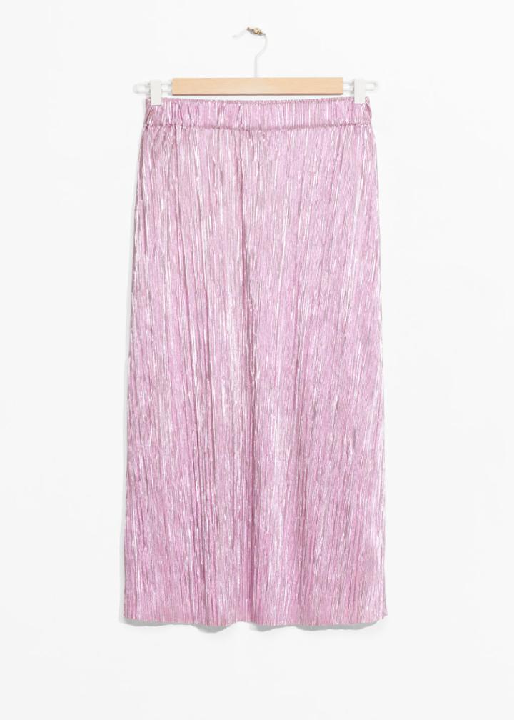 Other Stories Metallic Sheen Skirt - Pink